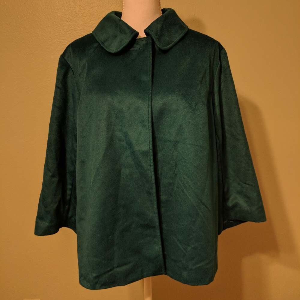 3/4" Sleeve Green Fleece Coat